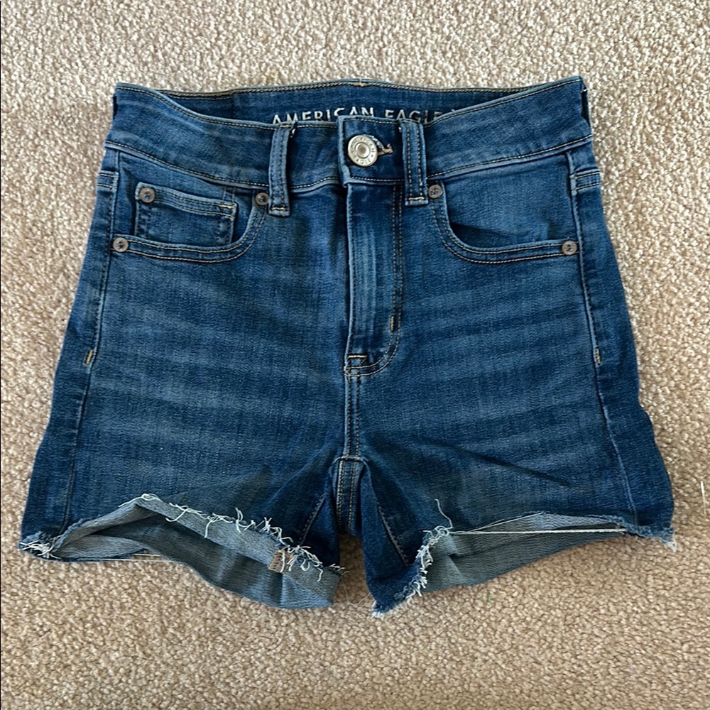 American Eagle Outfitters Blue Jean Shorts High-Waisted Stretch